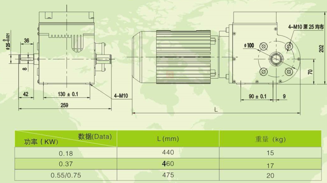 Greenhouse Reducers(gearbox) Product Dimension Drawing