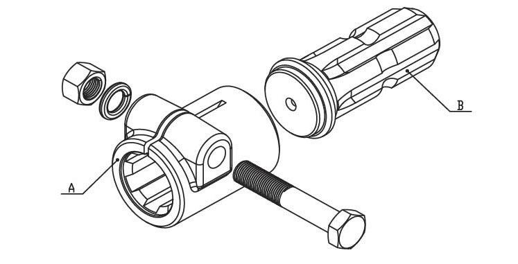 PTO Adaptor & splined shaft and CROSS for PTO drive shafes